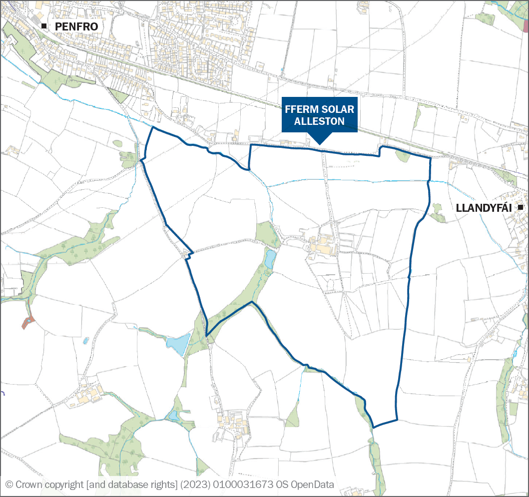 Site location plan for Alleston Solar Farm